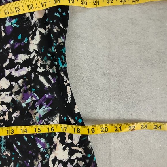 Mossimo Black, Purple, Cream, Abstract Sleeveless Stretch Back Zip Midi Dress XL - Picture 10 of 12